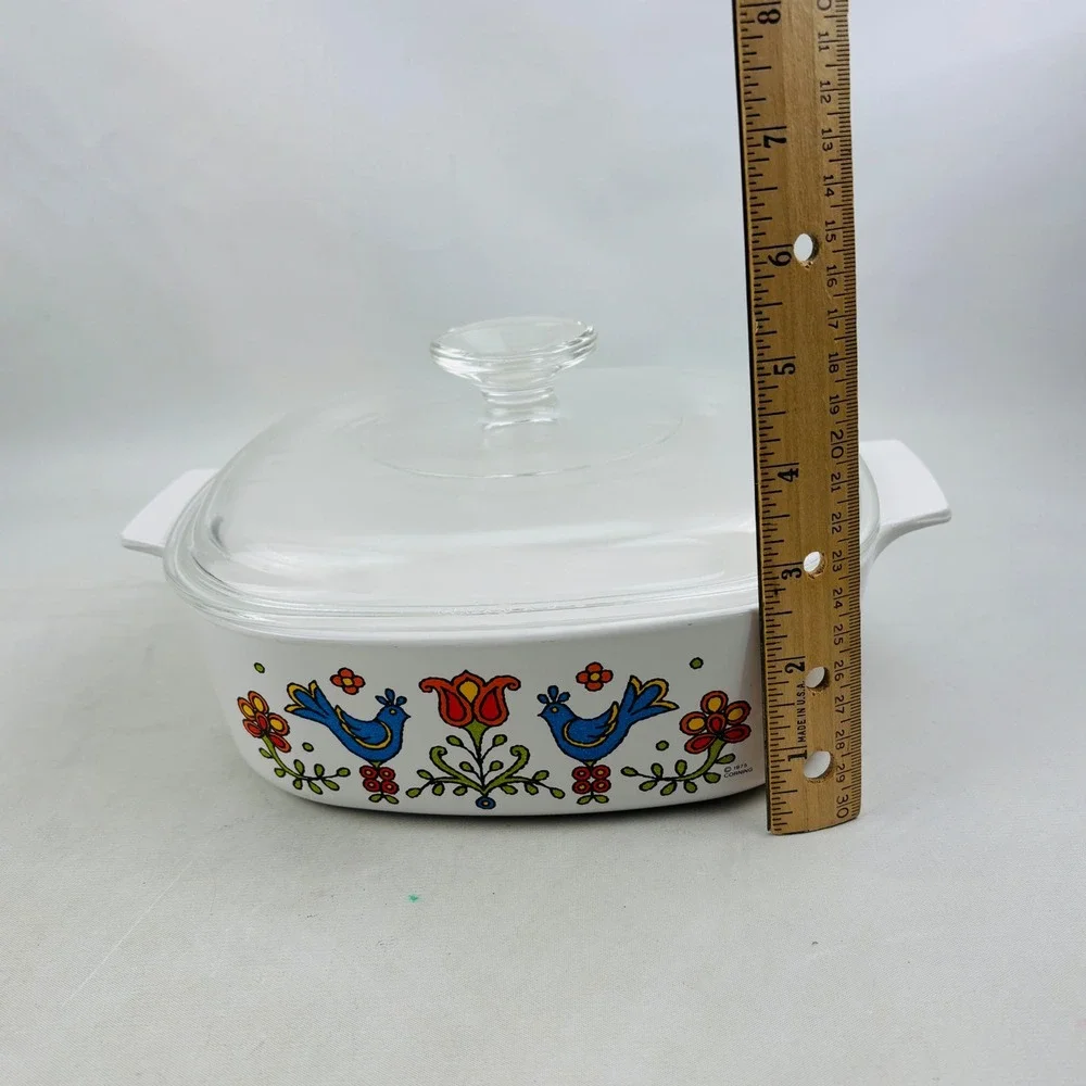Vintage Corning Ware‎ Country Festival 2 Qt Casserole Dish & Lid Friendship Bird